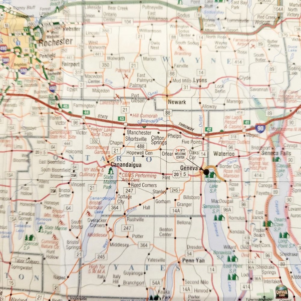 I Love New York State Complete Full Road Map Highways, Routes, Roads 26"x36'' - Picture 4 of 8